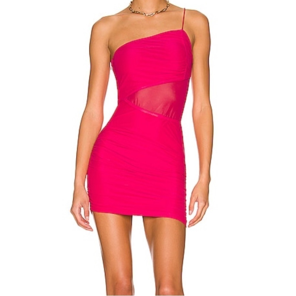 Nwt Superdown Hot Pink Jerica Mesh Mini Dress